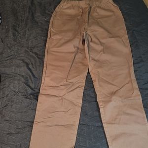 D&Co Womens Pants Brown Elastic Waist Pockets Tapered Cotton Blend